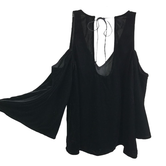 Plenty By Tracy Reese Women's Sexy Blouse Cold Shoulder Black Velvet‎ Sz XS NWT - Picture 5 of 12